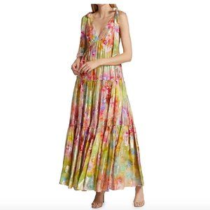 Marchesa Notte Tie-Strap Jacquard 8 Maxi Dress $695 like new